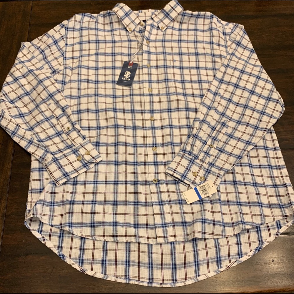 NWT Izod plaid long sleeve shirt NEW - Picture 1 of 7